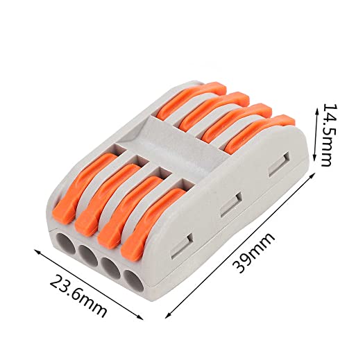 Image of 4 to 4 Inline Wiring Cable Connectors - Quick connectore Terminal Blocks - Electrical Connectors Blocks (4pcs, 4 to 4 Inline, Orange)