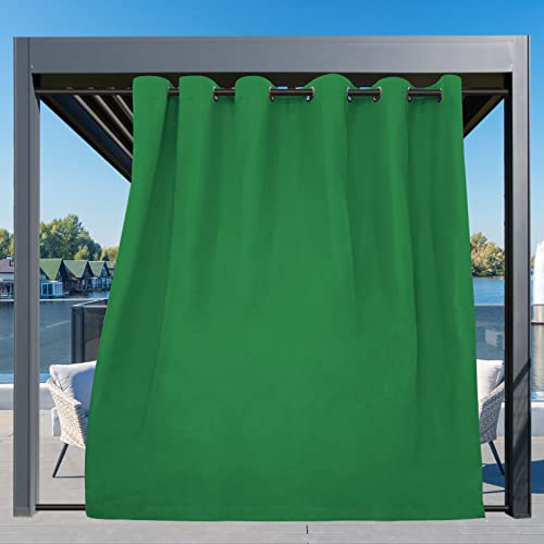 Image of Easy-Going Outdoor Curtains for Patio 1 Panel, 110x96 inch, Green | Waterproof, Windproof, Weatherproof Privacy Outdoor Curtains for Cabanas Porches and Pergolas, Grommet Top and Tab Bottom