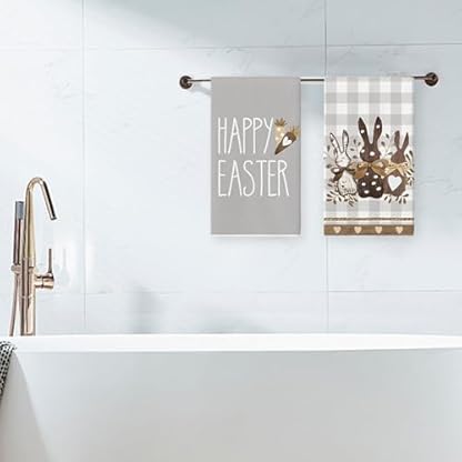 DIELIANHUA 2 PCS Happy Easter Geschirrtücher, Happy Easter Geschirrtuch, 43 * 66CM Easter Geschirrtücher, Baumwolle Easter Geschirrhandtücher, Perfekt Als Osterdekoration für Zu Hause/C – Bild 7