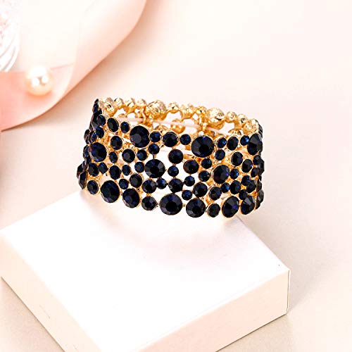 EVER FAITH Women's Rhinestone Crystal Wedding Bridal Art Deco Stunning Stretch Bracelet3