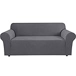 BellaHills Super Stretch Sofa Covers Couch Covers Sofa Slipcovers Furniture Protector for Sofas/Kids/Pets | Form Fitted Jacquard with Elastic Bottom, Thick Soft Non Slip (3 Seater, Charcoal Gray)