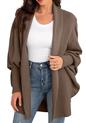 Image of GRECERELLE Women's Kimono Batwing Cable Open Front Knitted Slouchy Oversized Wrap Cardigan Sweater Outwear Coat