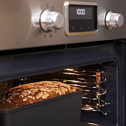 Navaris Bread Loaf Pan with Lid - Cast Iron Bread Baking Pan for Bulge Top or Flat Top Breads Meat Veg Meatloaf - Baking Tin 34 x 13.5 x 17 cm - Black