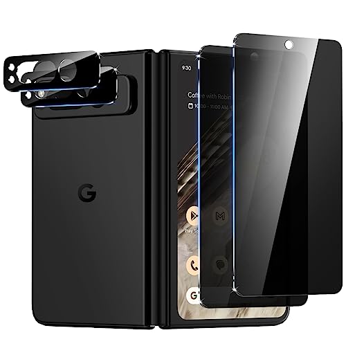 WYQLTD [2+2Pack] for Google Pixel Fold Privacy Screen Protector and Tempered Glass Camera Lens Protector Anti-Scratch No Bubbles Anti-Spy