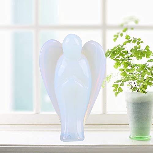Parluna Cristal curativo, ángel de Bolsillo, ópalo Natural, Piedra curativa de 1,5 Pulgadas, Forma de ángel, Regalo, Figura de ángel, Estatua para meditación, Yoga Cover