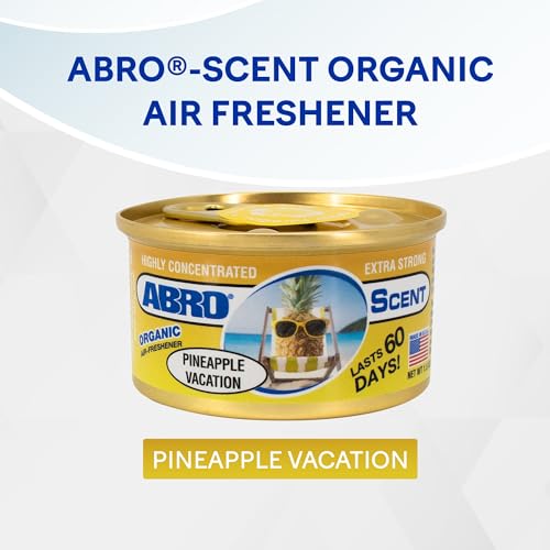 Image of ABRO Car Air Fresheners: Canned, Spill Proof Airfreshener for Home, Office, or Car Accessories Interior, Lasts Up to 60 Days - 3Pck Pineapple Vacation