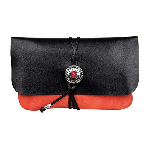 Porta-tabacco e portasigarette in vera pelle, morbido e sicuro, con 2 tasche porta pipa e cinturino per il trasporto