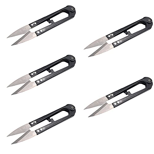 Utoolmart 糸切はさみ 縫製はさみ 糸はさみ 刃材質/SK2鋼 全長110mm 刃長35mm 5個入り 糸切りバサミ 刺繍はさみ 携帯タイプ 多機能 クラフト用シザー 裁縫 手芸 家事用 ランダムカラー