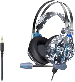 سماعة رأس سلكية للألعاب 3.5 ملم مع ميكروفون دوار من اوفلينج، تصميم مموه، صوت دقيق، متوافقة مع أجهزة الكمبيوتر وماك وأجهزة تشغيل ألعاب الفيديو الرقمية - رمادي مموه، GP30M