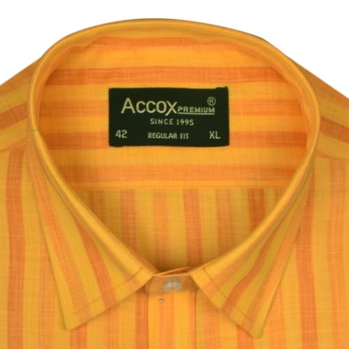 Image of ACCOX Men's Breathable Cotton Half Sleeves Striped Regular Fit Formal Shirt for Men (O GCR378)
