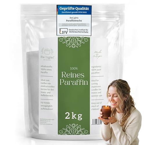 BwLights - Hochwertiges Paraffinwachs verschiedene Größen (2kg) in Weiß | Wachsgranulat zum Schmelzen & Herstellen deiner eigenen Kerze | 100% Paraffin