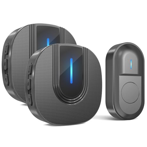 SURFOU Sonnette Sans Fil Extérieur Étanche 300 Mètres Sonnette de Porte Carillon Electronique Kit...