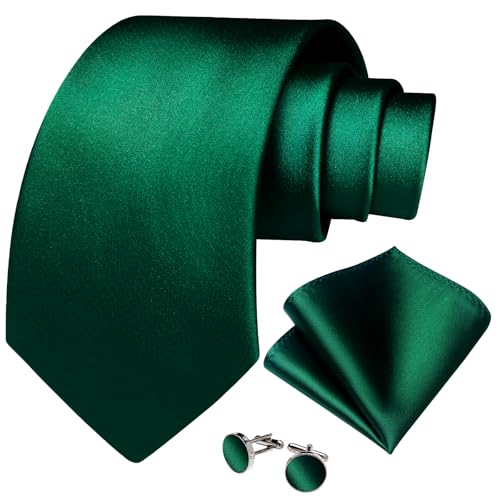 Image of DiBanGu Mens Solid Color Tie and Pocket Square Set Woven Silk Plain Necktie & Handkerchief for Men Wedding Party Formal