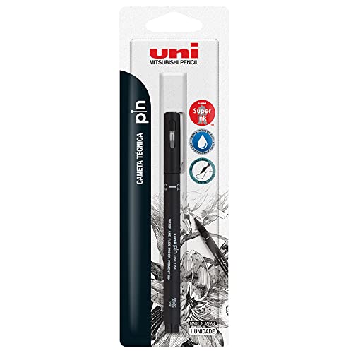 Caneta Técnica, Uni-Ball, Pin, 6.5702, 0.2mm, Preto