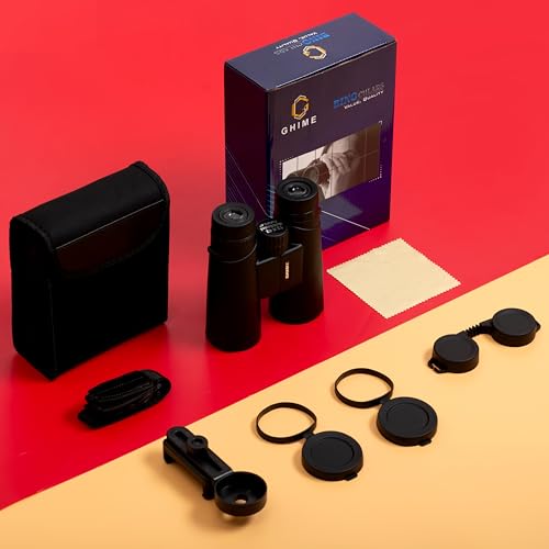 Image of Ghime 12x42 Ultra HD Binoculars for Long Distance with Phone Adapter | Large View, 2000 Meter Range, Bright BAK4 Prism FMC Lens | Waterproof, Bird Watching, Safari, Trekking, 6 Month Warranty