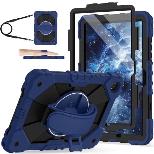 Image of Nitupai for Galaxy Tab A11+ Plus / A9+ Plus Case 11 Inch 2025 /2023, Navy | Rugged Galaxy Tab A11+ Case Samsung A9 Plus Tablet Cover with 360 Rotating Stand Hand Strap Shoulder Strap Screen Protector