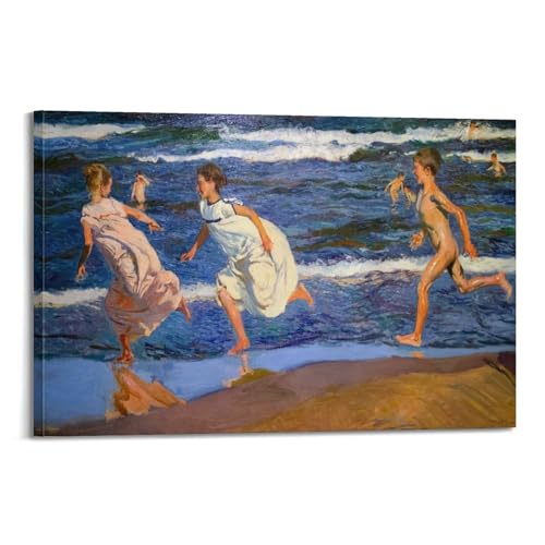 Toile Running Along The Beach de Joaquín Sorolla décoration moderne de salon en 40x60 cm
