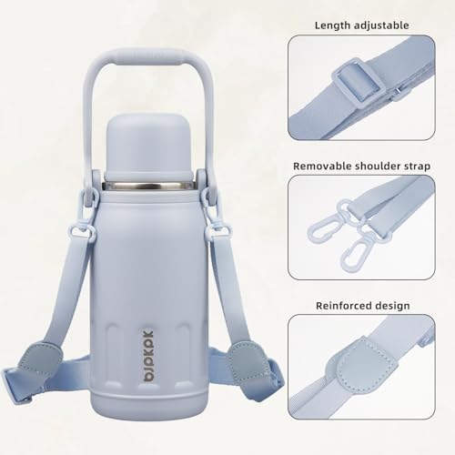 Image of BJPKPK Stainless Steel Insulated Bottle with Handle & Strap, 27oz