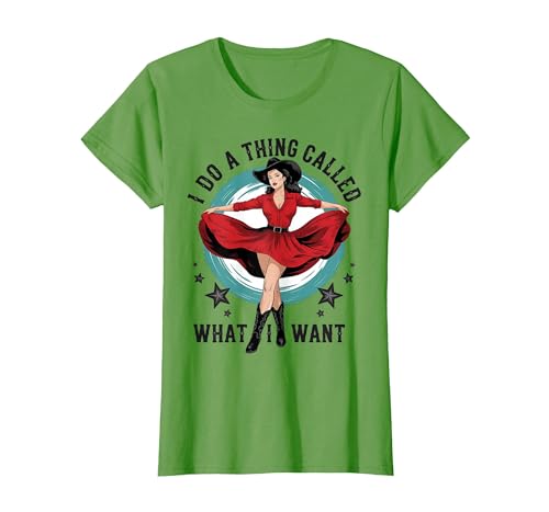 I do a Thing Called What I Want Retro Cowboy Western Girls T-Shirt, Women, Grass Green, Medium