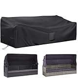 Abdeckung Gartenmöbel 220x80x80,420D Schutzhülle für Loungemöbel, Gartensofa, 3-Sitzer mit Sonnendach, Liegeinsel, Outdoor, wasserdicht, winddicht, Anti-UV