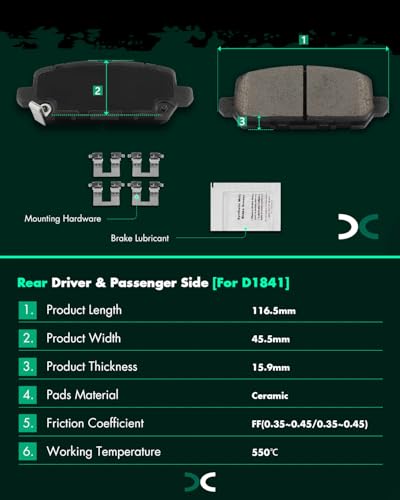 Image of SCITOO D1841 Rear Ceramic Brake Pads Sets w /Hardware Replacement For Honda For CR-Z 2016,For Honda For HR-V 2016-2019