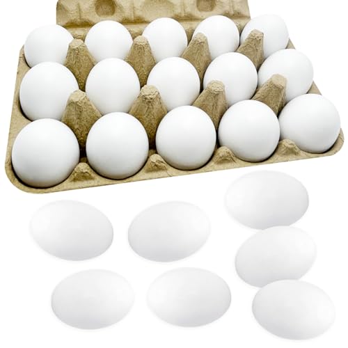 15 Pcs White Wooden Eggs Easter Egg, Life Size Plain Decorating Eggs for Kids Easter DIY Paint Your Own Egg, Easter Crafts, Eggs Hunt, Basket Stuffers and School Activities Supplies