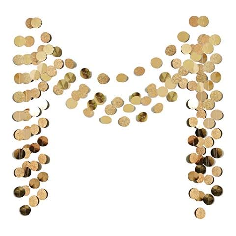 Glitter Champagne Gold Paper Circle Dots Garland Cover