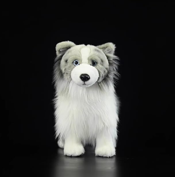 Tiny Heart Meteoriten Plüschtier 11.4in, weiches Border Collie Kuscheltier, Simulationsserie Kuscheltier, Puppenkissen für Kinder und Naturliebhaber, Grau