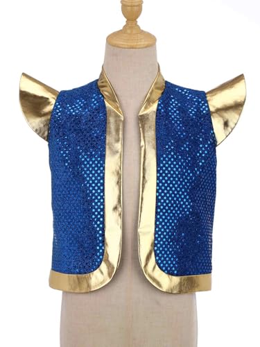 Moily Kids Boys Arabian Prince Street Rats Vest Cap Sleeve Sequins Open Front Waistcoat Top3