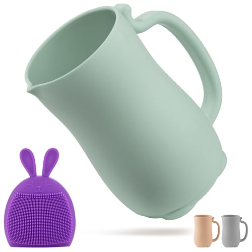 Image of Holinduk Baby Bath Rinse Cup - Shampoo & Body Washing Rinser Cup - Easy Grip Bathing Scoop for Infants with Comfortable Handle for Seamless Soap and Shampoo Rinsing (Green)