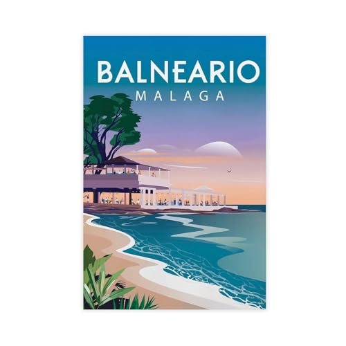 Affiche Malaga Espagne Balneario Idée Cadeau Voyage Originale Grand Format