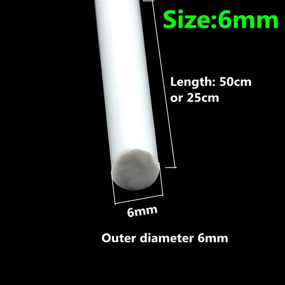 50 Stück Durchmesser 1/1,5/2/3/4/5/6/8/10 mm ABS-Rundstab, 25/50 cm weiße Kunststoffstäbe for Sandtischmaterial Modellbau(6MM*50CM)