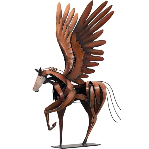 Estatua de Caballo con Alas de Metal 24.5 pulg miniatura 2