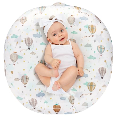 Image of DILIMI Newborn Lounger Cover, Ultra Soft Comfortable Lounger Slipcover Removable Cover for Infant Lounger Pillow, Hot Air Balloon (Pillow Not Included)