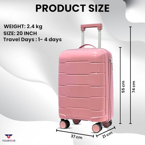 Image of 20-Inch Hard-Shell Luggage Suitcase | Lightweight 2.4 kg | 360 Spinner Wheels | 2-Way Zipper | Multi-Functional Lock | Business & Family Travel Trolley Bag (1, BPINK-20INCH)