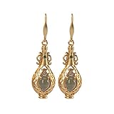 Material: plata WOZUIMEI Pendientes de Estilo Chino Eardrop S925 Plata Esterlina Nefrita Retro Hueco Luz de Lujo Florero Personalizado Pendientes Femeninos Chapados en Oroverde