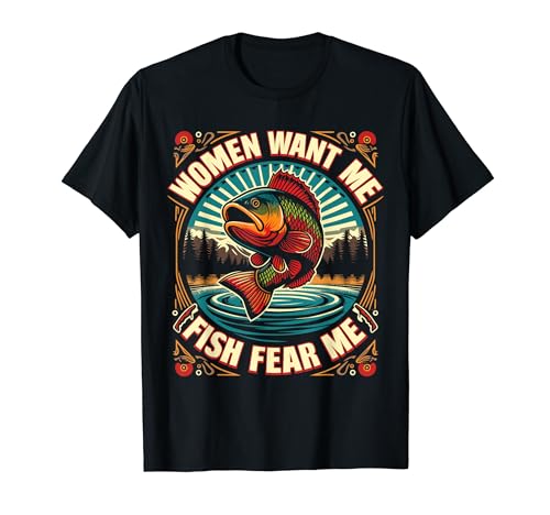 Women Want Me Fish Fear Me Retro Vintage Fishing T-Shirt