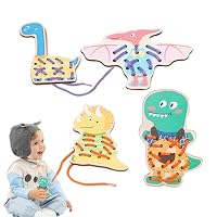 Cartes De Laçage Animaux – 9 Planches En Bois, 10 Fils Et 4 Aiguilles – Motricité Fine Et Jeu Tranquille – Dès 3 Ans