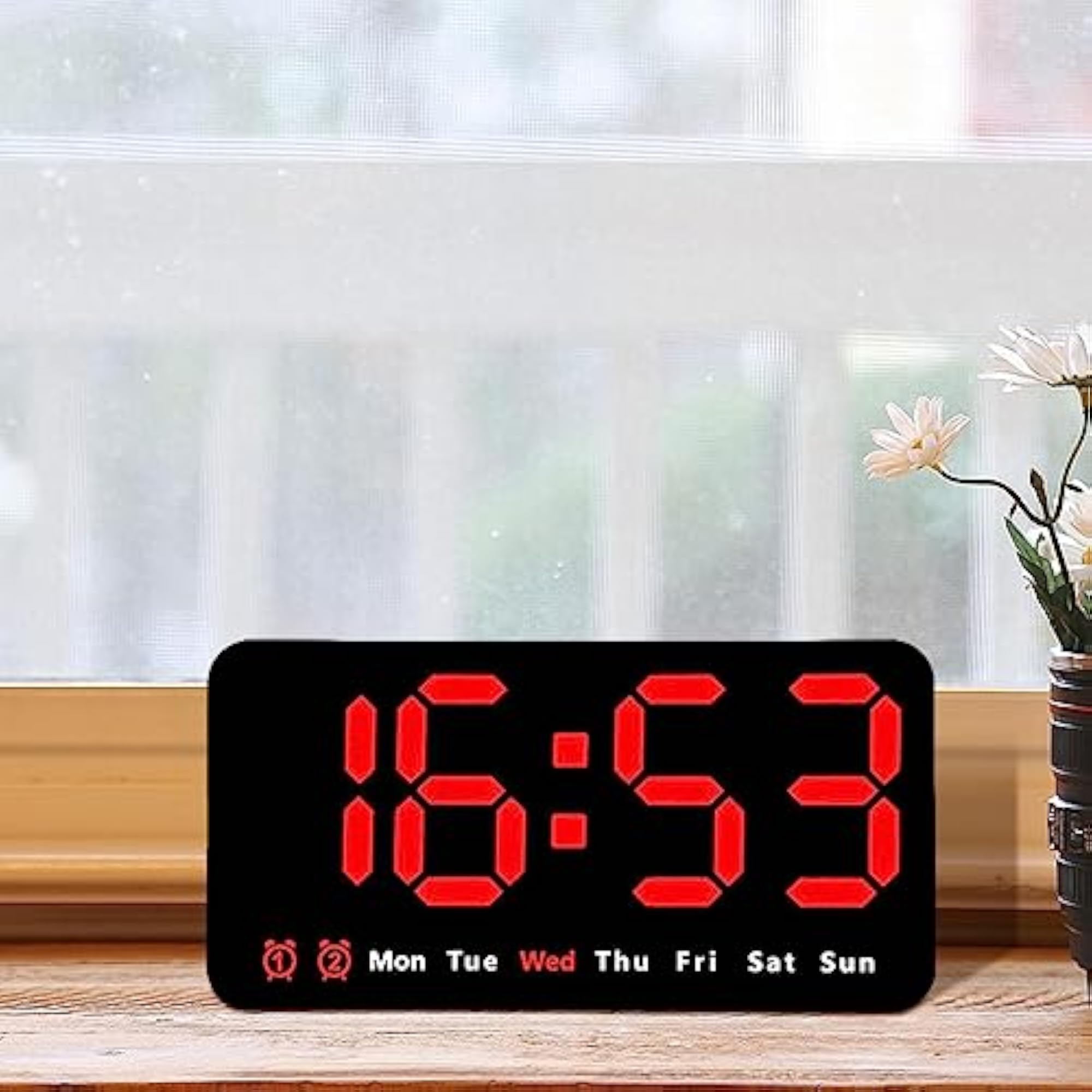 TRENDIVIBE Desk Digital Clock, Dimmable LED Alarm Clock