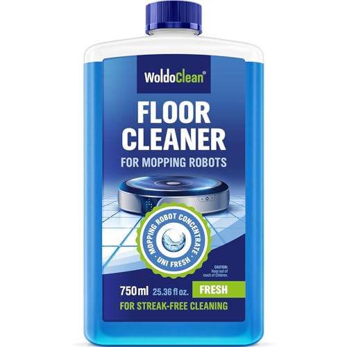 WoldoClean Robot Mop Cleaning Solution 750ml - Floor Cleaner Concentrate for Robot Vacuums Compatible with Roborock Shark Eufy Ecovacs Dreame & iRobot Non-Foaming & Streak-Free