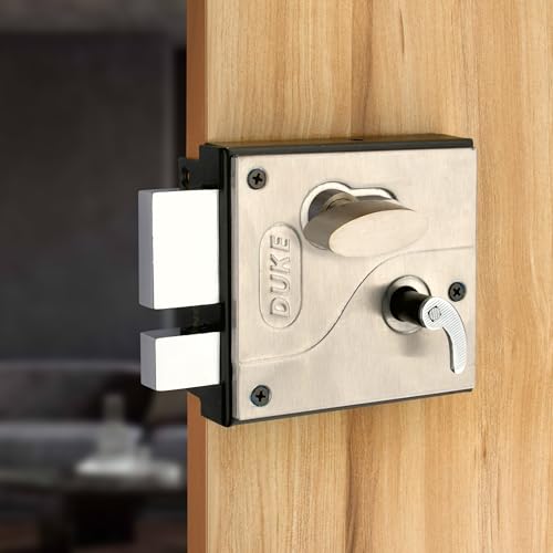 Image of Duke Main Door Lock | High-Security Door Lock for Main Door & Bedroom Door | Cylindrical Locking Mechanism | 3 Modern Brass Ultra Keys | Stainless Steel & Matt Black Finish | Brass Cylinder