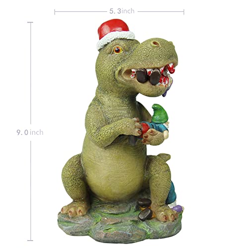 Ccoqus Garden Gnome Massacre Statue, T Rex Dinosaur Eating Gnome Figurines Indoor/Outdoor Garden Sculpture Christmas Decoration For Patio Yard Or Lawn #TOP3