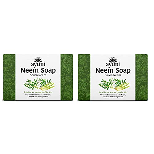 Ayumi, Neem & Tea Tree Soap, For Normal to Oily Skin, Gently Removes Impurities & Cleanses the Skin, 2 x 100g Cover