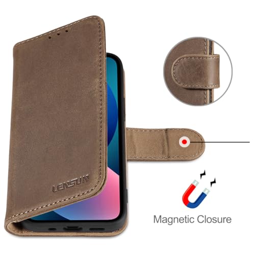 Coque cuir véritable iPhone 13 Mini étui portefeuille marron