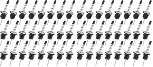 AOZITA 96 Pack Stainless Steel Classic Bottle Pourers Tapered Spout - Liquor Pourers with Rubber Dust Caps