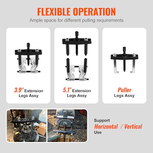 Image of VEVOR Bearing Puller Kit 14-Piece, 5 Ton Bearing Separator, Pinion Wheel Bearing Removal Kit with 2 inch and 3 inch Jaws, Bearing Separator and Puller Set, Heavy Duty Bearing Splitter Tool Kit with Case