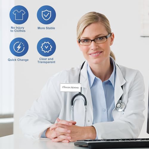 25 Stück Namensschilder für Kleidung Magnet Aluminium Namensschilder Magnet mit Starkem Doppelmagnet und Nadel Namensschild Magnetisch mit Papiereinschub für Arbeit Ausstellung Schule