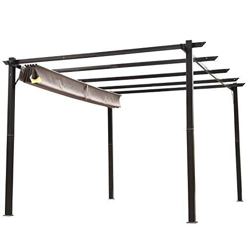 image for Outsunny 10’ x 13’ Aluminum Retractable Patio Gazebo Garden Pergol