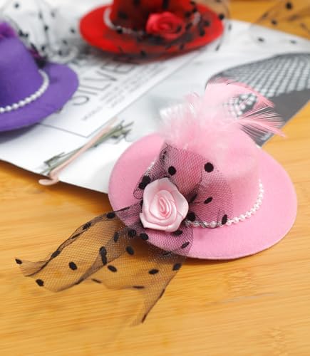 image for Winoo Design Mini Tea Party Hats - 6 PK - Clip-On 4 Inches Fascinators