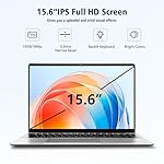 VGKE 15.6" Laptop Computer, Full HD 1920 * 1080p Laptop with Backlit Keyboard, Intel Celeron Quad-Core J4125 Processor, 12GB DDR4 RAM 256GB SSD, Webcam, Fingerprint Reader, Silver - Image 2